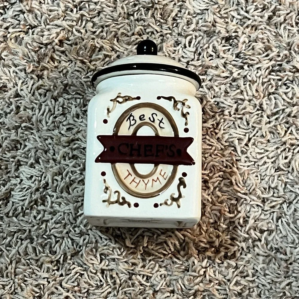 Home Interiors Vtg Best Chefs 4 Spice Jars Lids Thyme‎ Oregano Basil Rosemary
